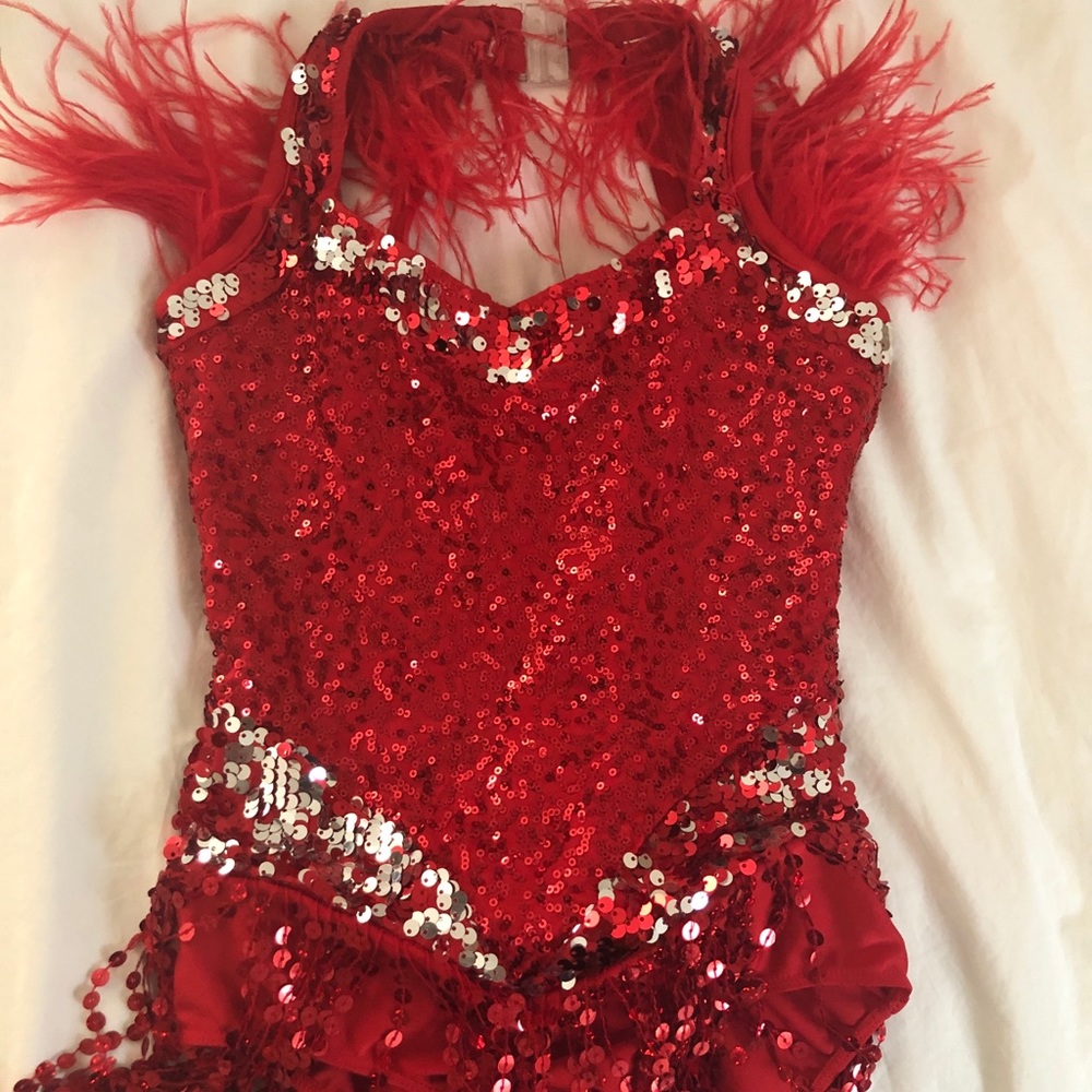 Red sequin jazz/tap costume: Child large